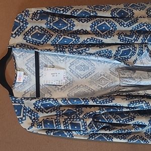 Lularoe Nanette Med cardigan Tan and turquoise